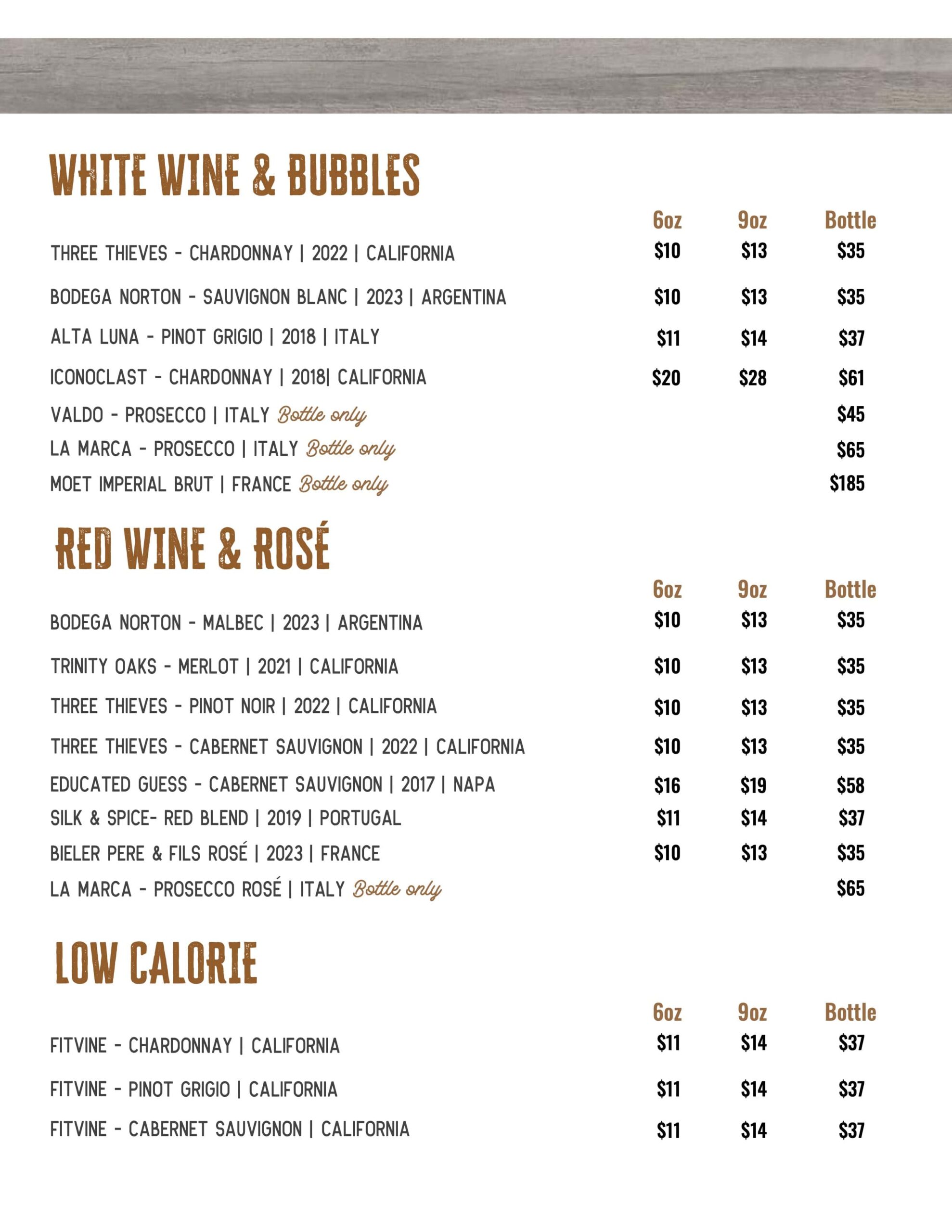 Wine List 2025